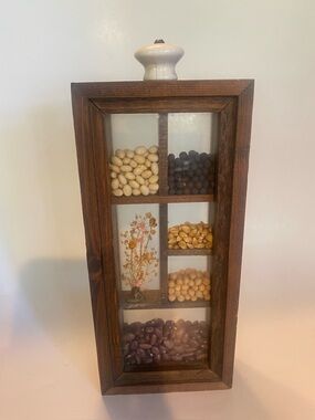 VTG Mothers Cupboard Dried Bean Grain Shadow Box Rustic Wood Country Decor
